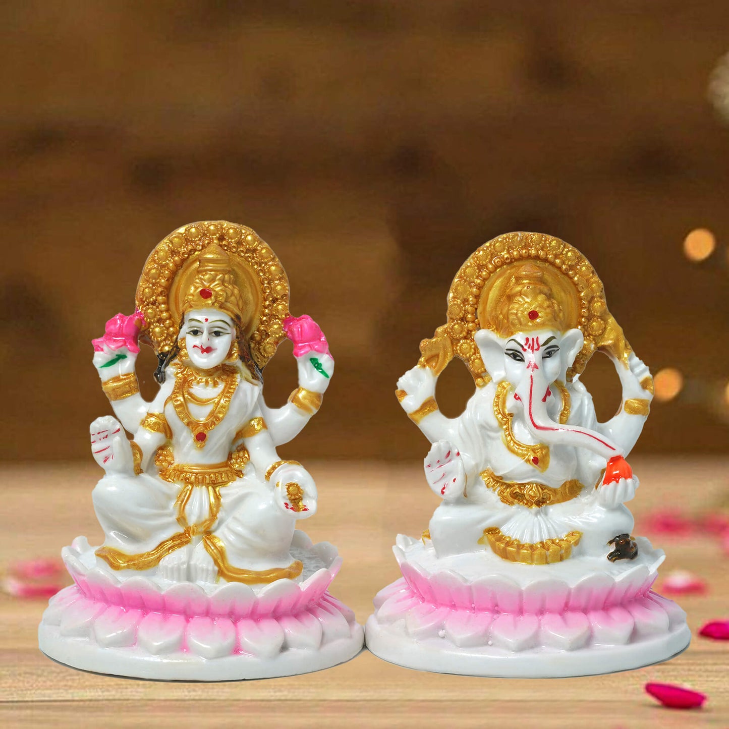 Marble Laxmi Ganesh Idol (7.5 cm x 6.5 cm | 260 gm)