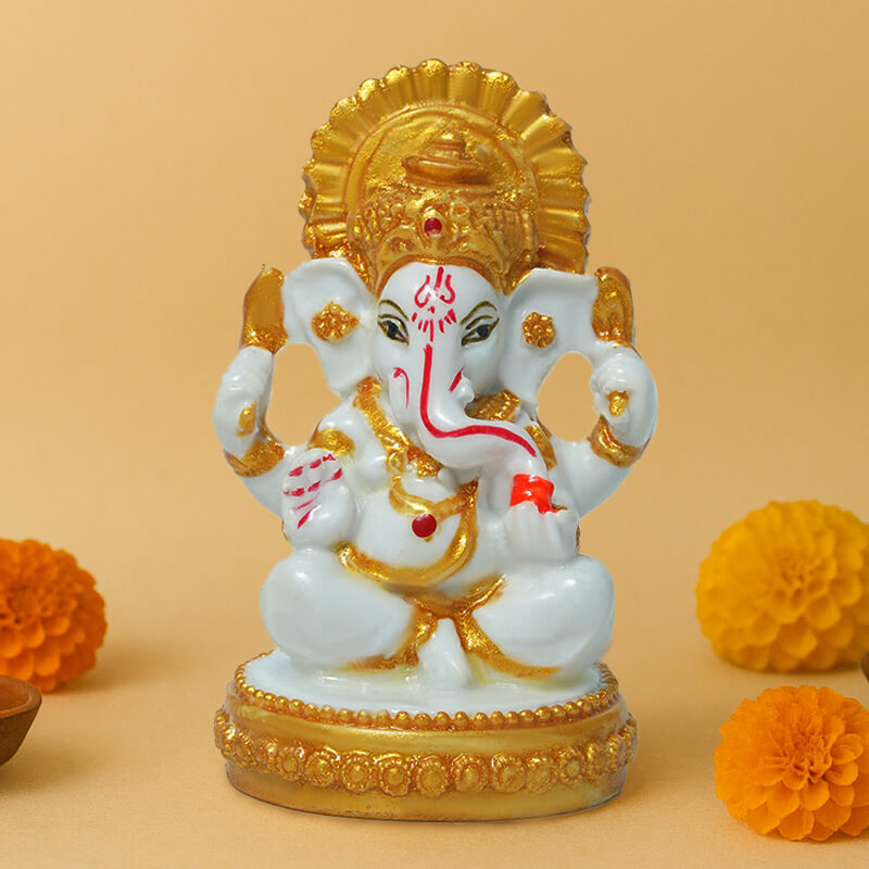 Marble Ganesh Idol (7 cm x 4.3 cm | 75 gm)