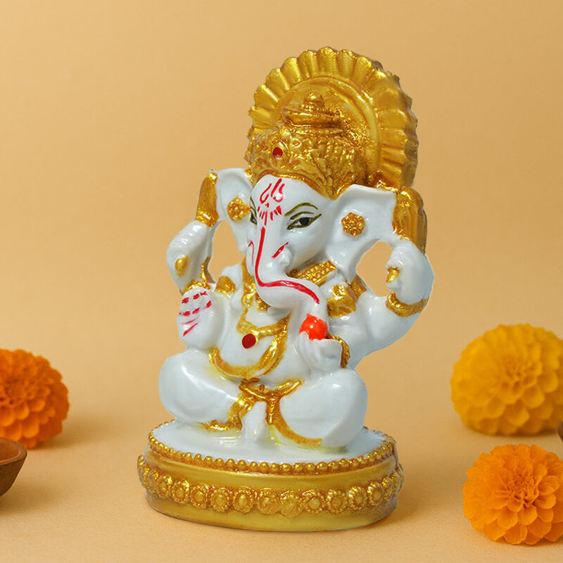 Marble Ganesh Idol (7 cm x 4.3 cm | 75 gm)