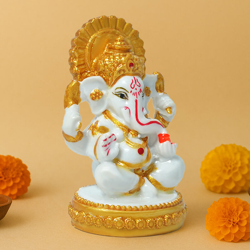 Marble Ganesh Idol (7 cm x 4.3 cm | 75 gm)