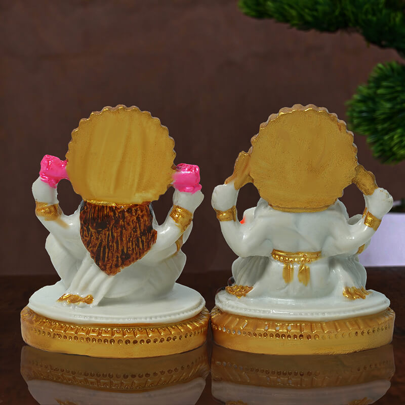 Marble Laxmi Ganesh Idol (7 cm x 5.4 cm | 190 gm)