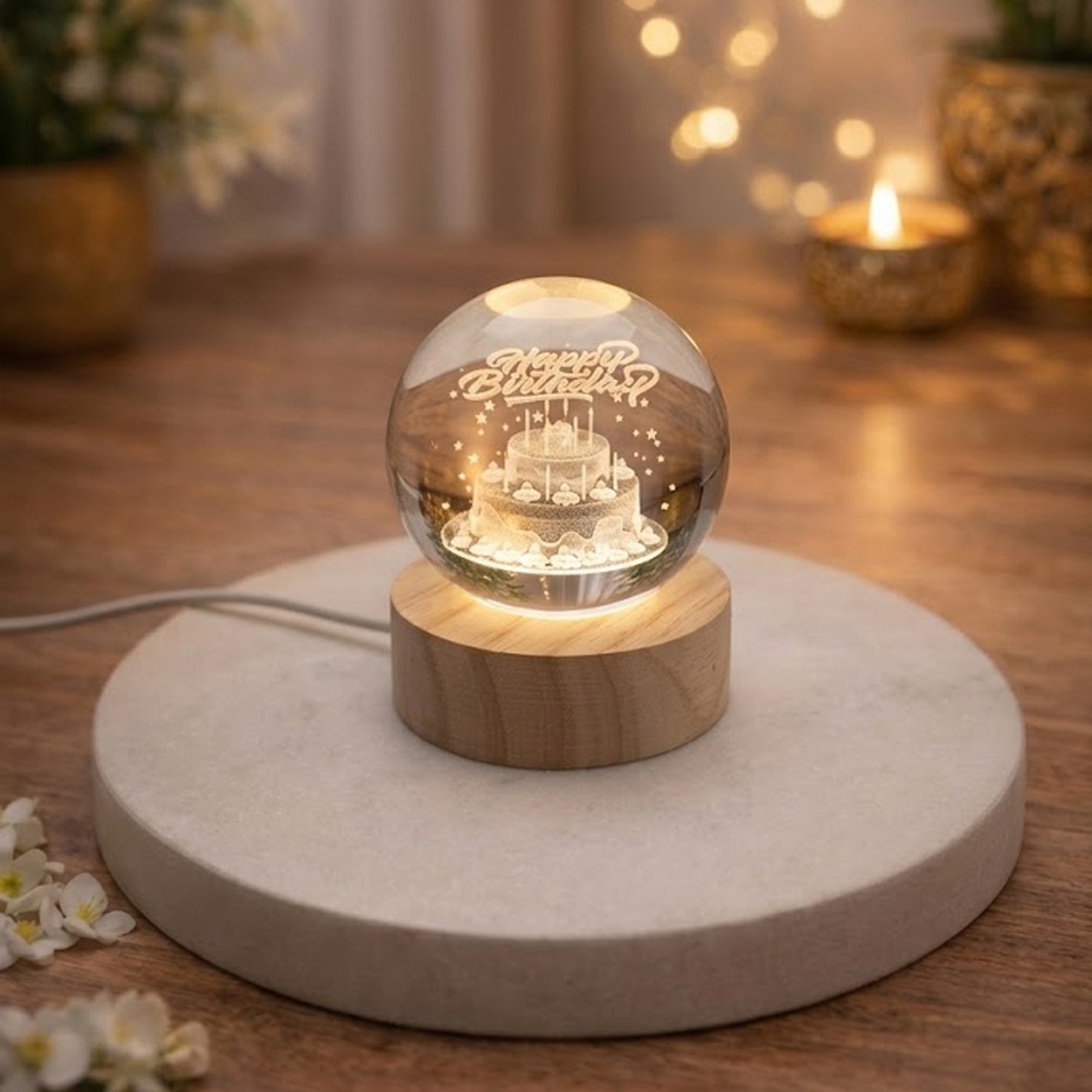 3D Crystal Ball LED Lamp | Premium Decorative Night Light & Personalized Gift