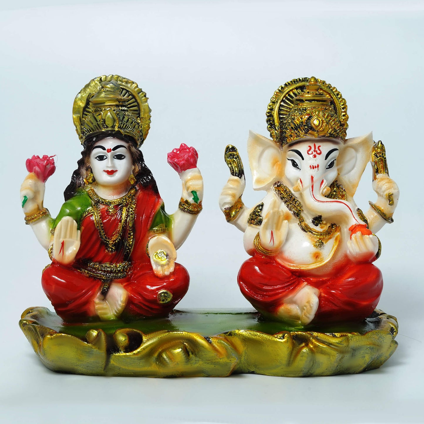 Marble Laxmi Ganesh Idol (10.7 cm x 15.5 cm | 425 gm)