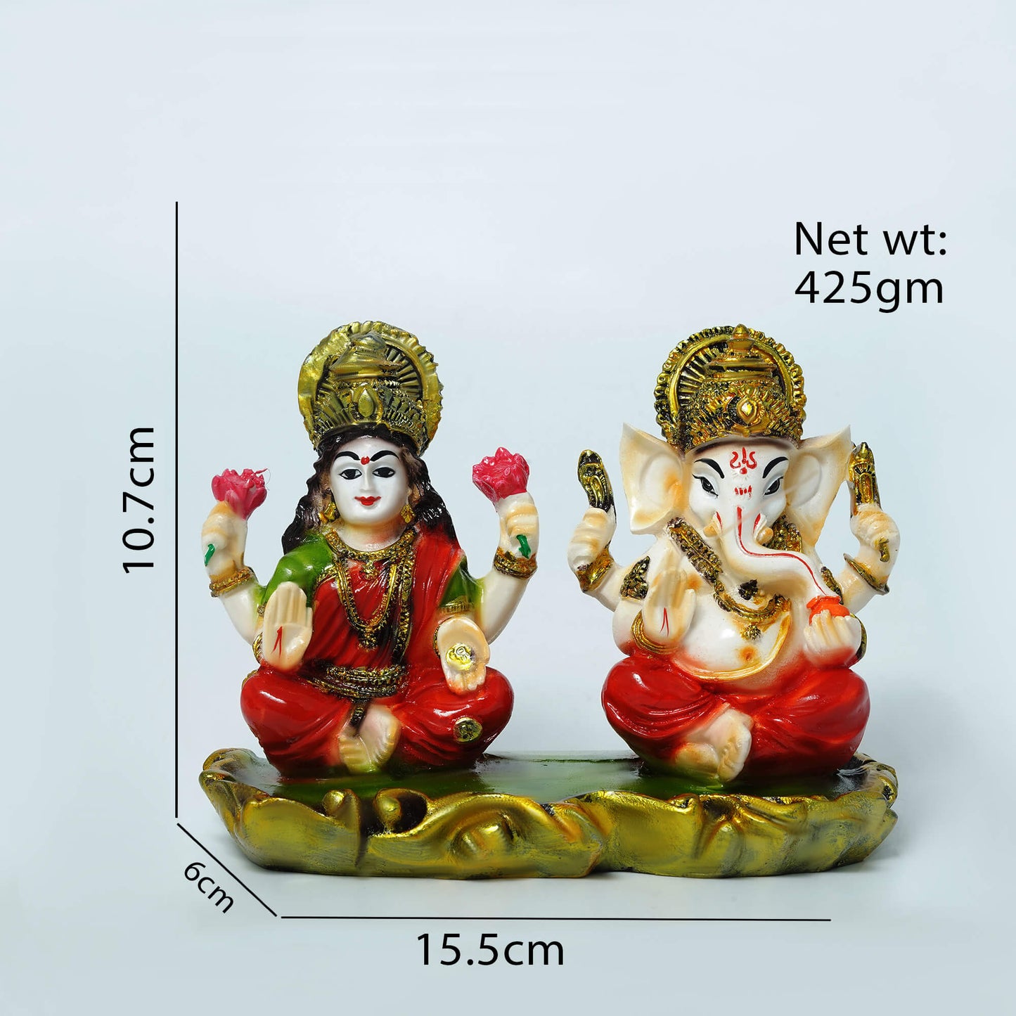 Marble Laxmi Ganesh Idol (10.7 cm x 15.5 cm | 425 gm)