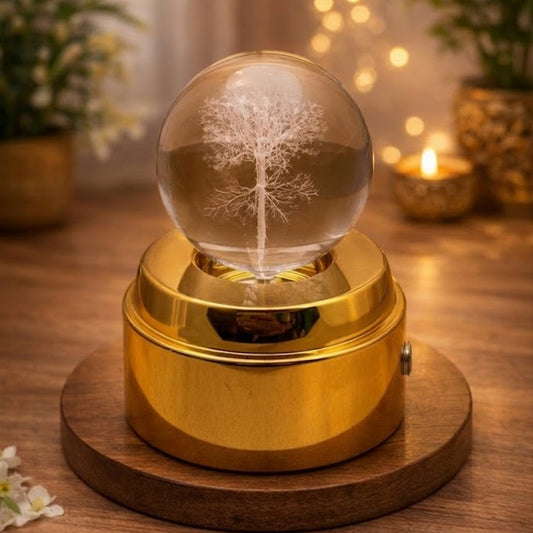 3D Tree Crystal Ball LED Lamp | Premium Decorative Night Light & Luxury Gift