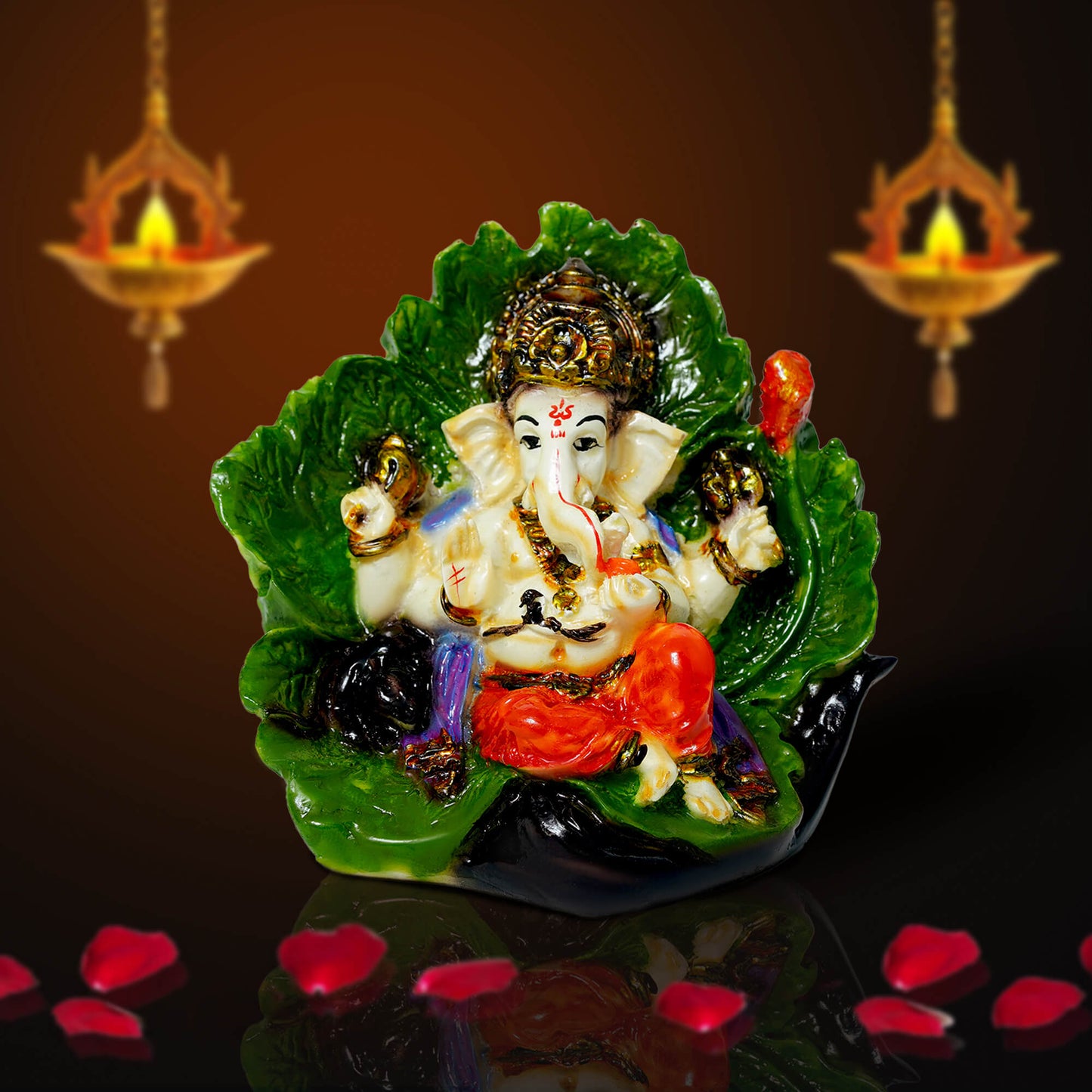 Marble Ganesh Idol (10.2 cm x 8.5 cm | 190 gm)