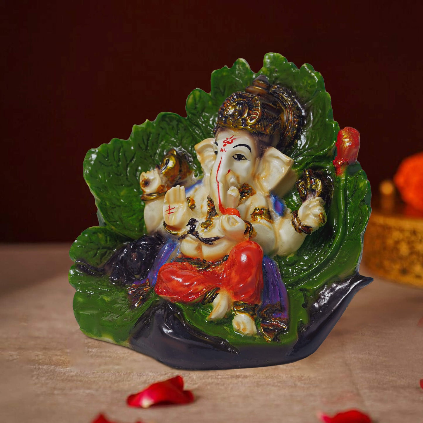 Marble Ganesh Idol (10.2 cm x 8.5 cm | 190 gm)