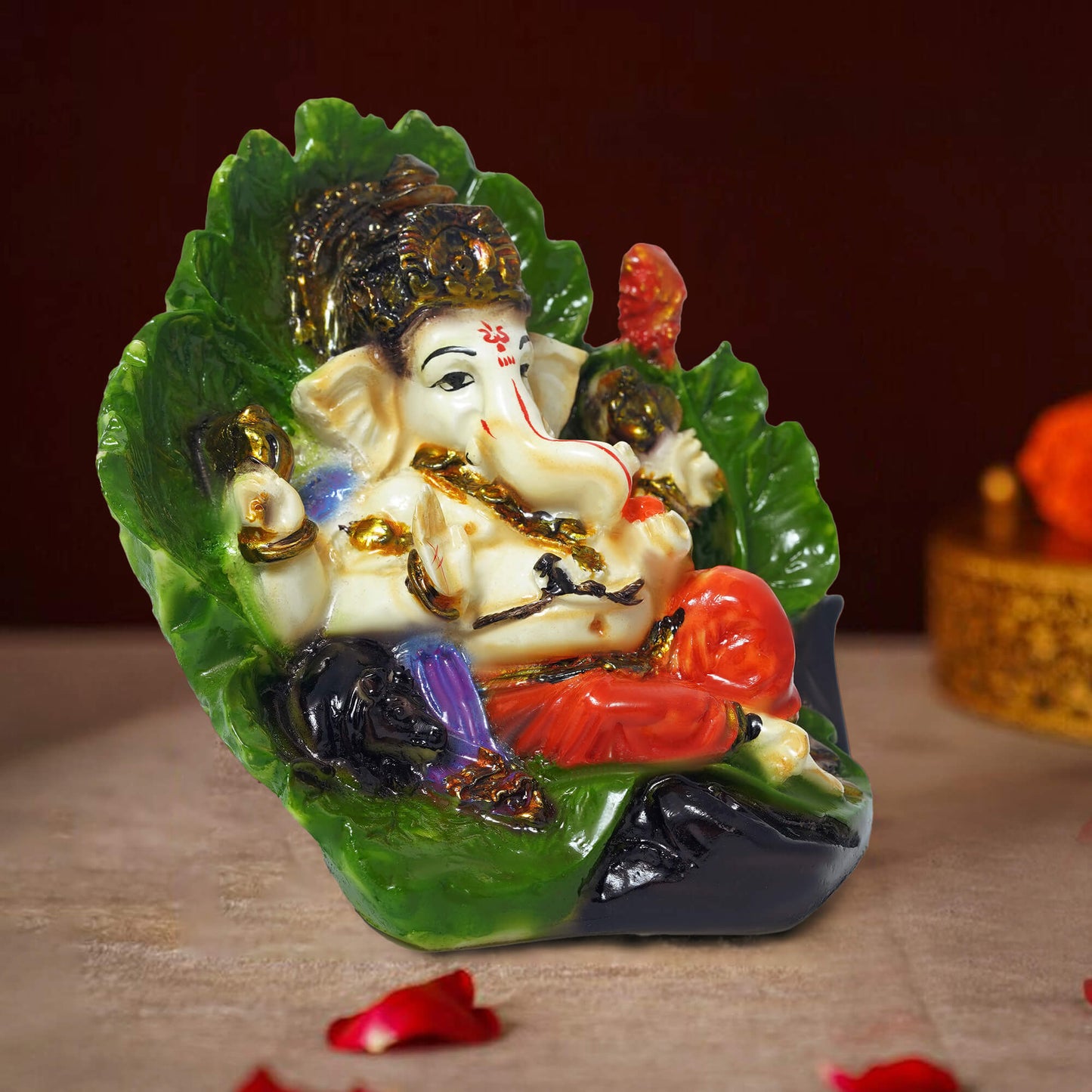 Marble Ganesh Idol (10.2 cm x 8.5 cm | 190 gm)
