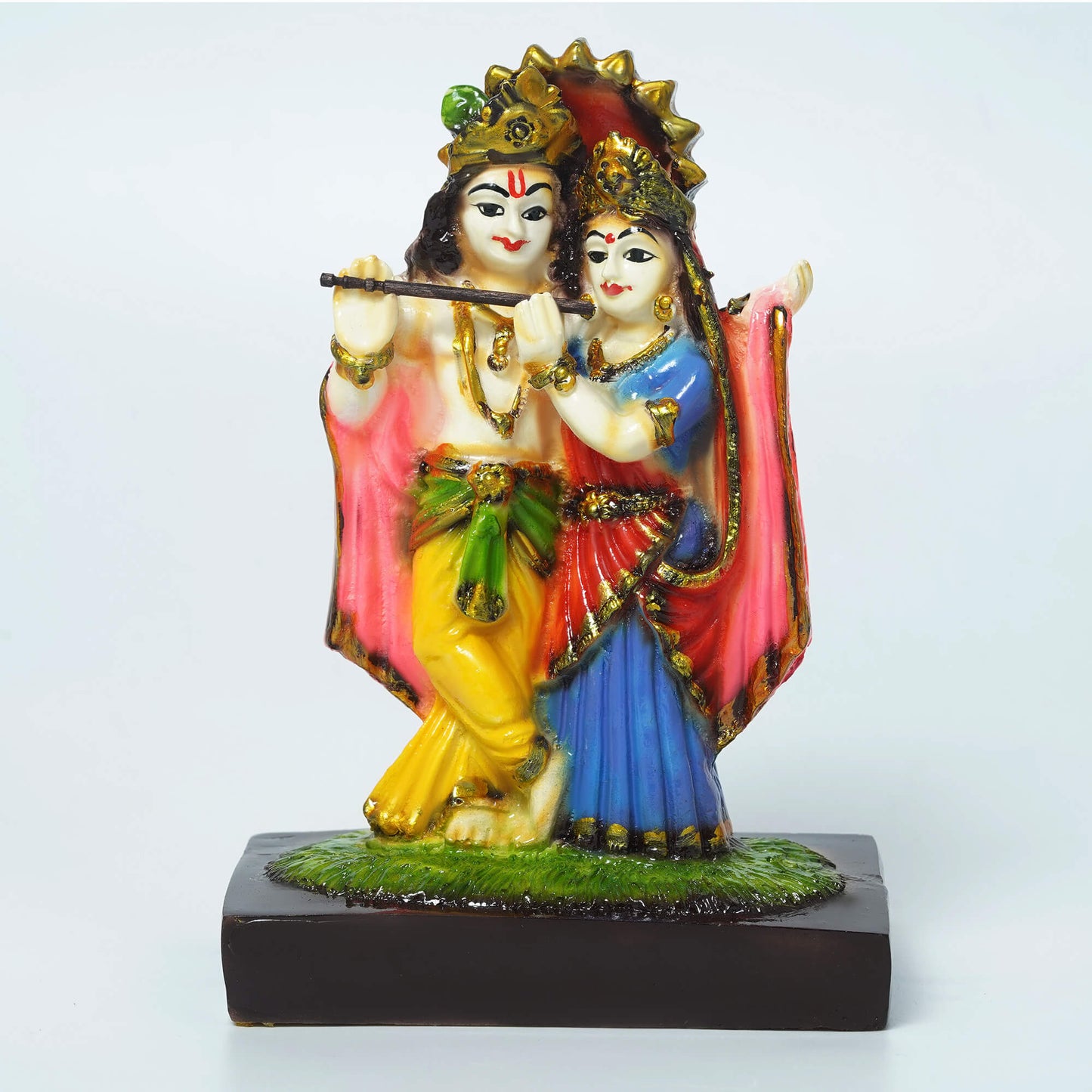 Marble Radha Krishna Idol Multicolor | Handcrafted Colourful Murti for Home Temple, Décor & Gift (16 cm, 320 gm)