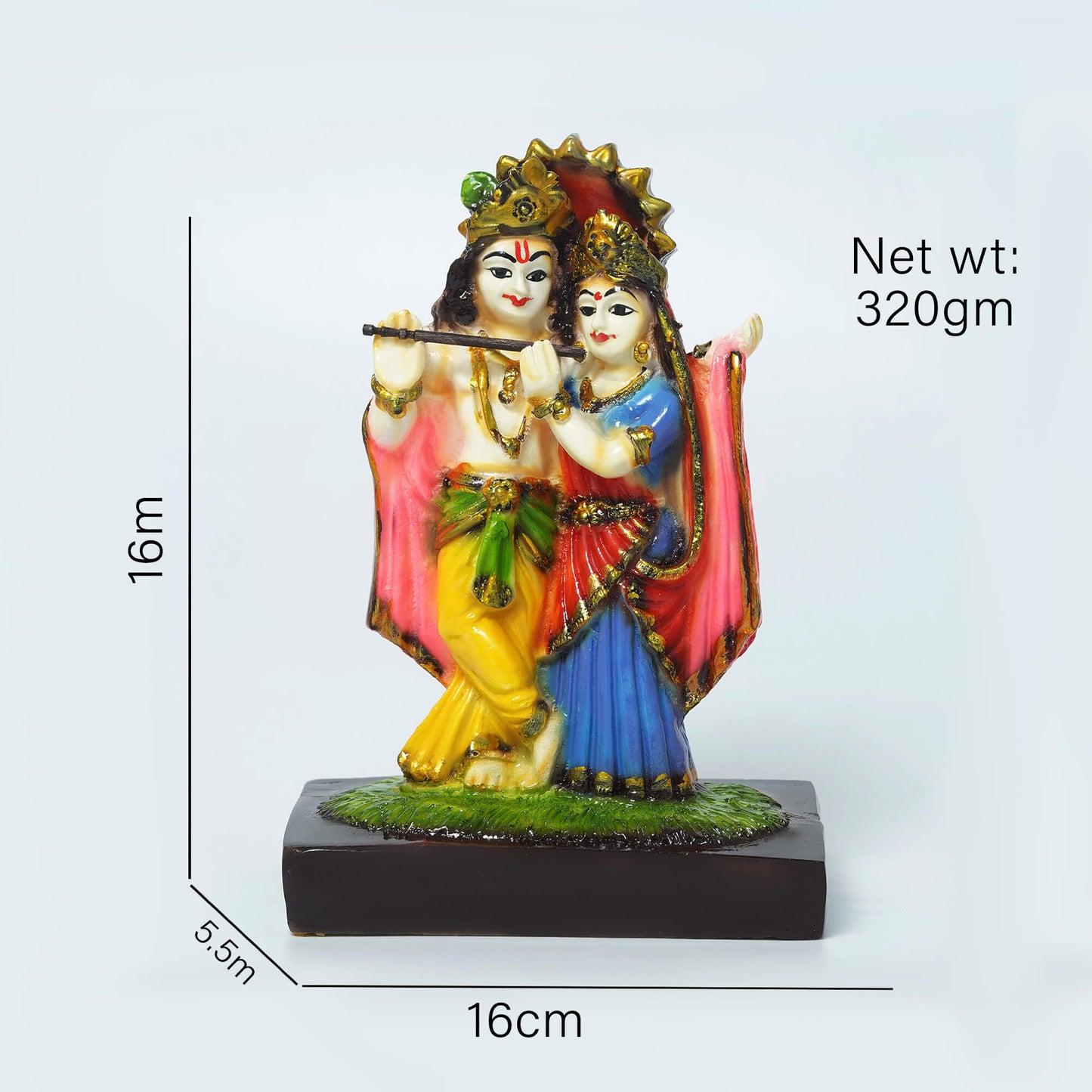 Marble Radha Krishna Idol Multicolor | Handcrafted Colourful Murti for Home Temple, Décor & Gift (16 cm, 320 gm)