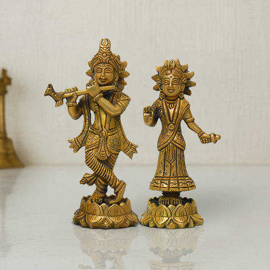 Brass Radha Krishna Hindu Goddess Statue