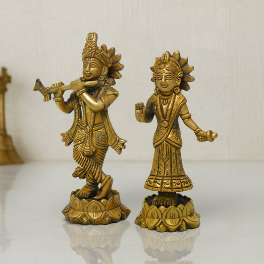 Brass Radha Krishna Hindu Goddess Statue