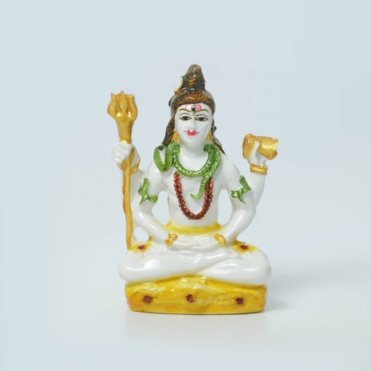 Mahadev Shiva Idol with Trishul & Damru | Marble Finish Lord Shiva Statue for Home Temple & Spiritual Decor
