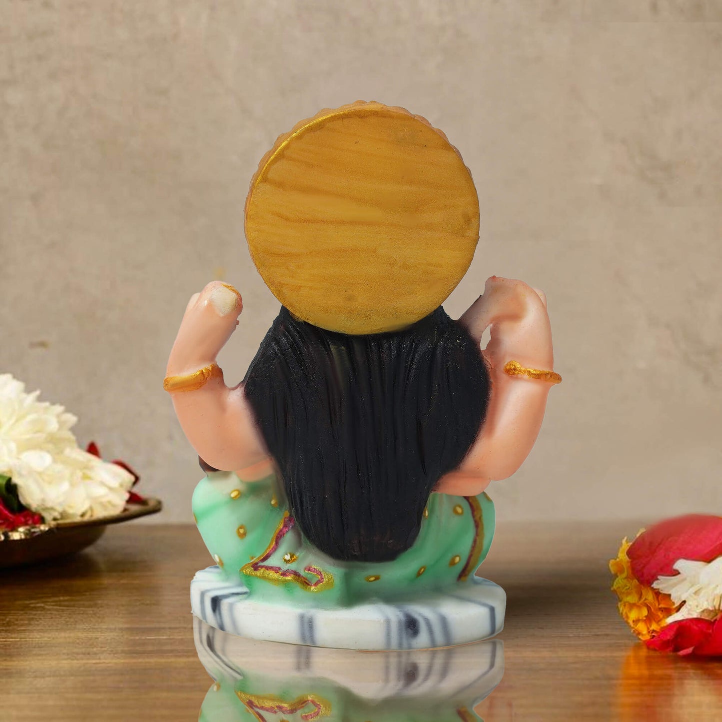 Saraswati Mata Idol for Study Table & Home Mandir – Goddess Saraswati Statue for Knowledge, Education & Spiritual Decor Gift (9.2 cm, 6.5 cm, 120 gm)